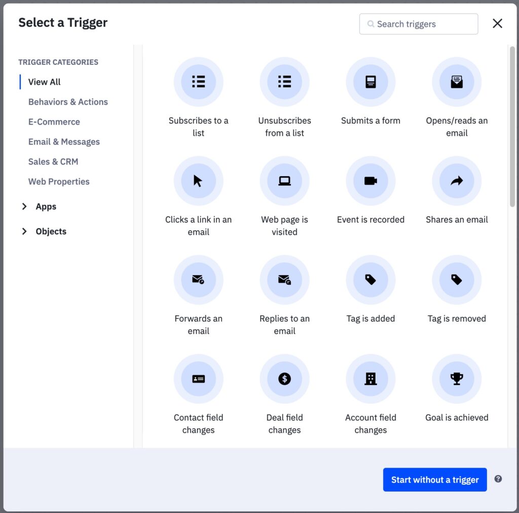 ActiveCampaign automation workflow builder here to highlight its powerful capabilities